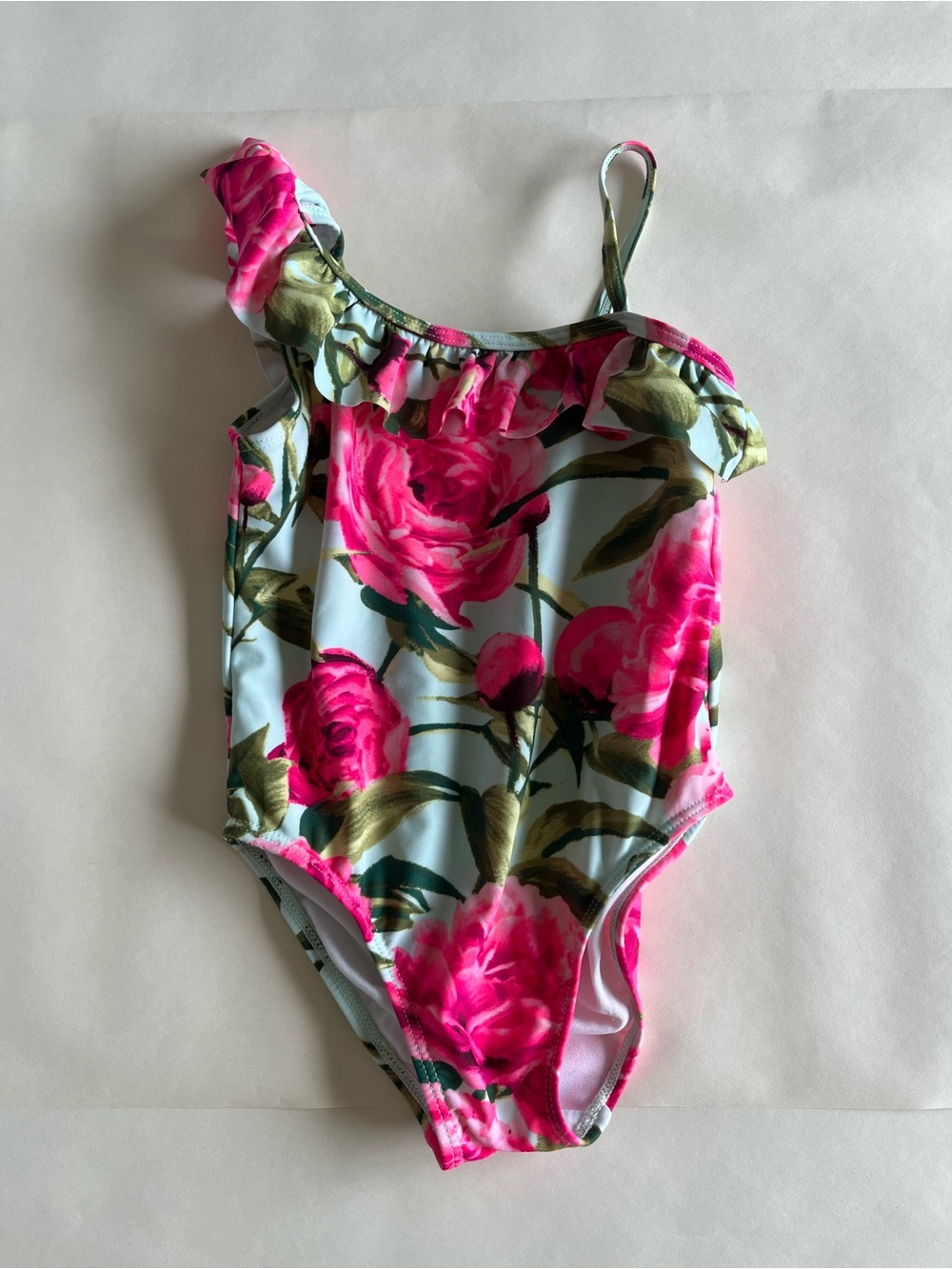 The Children's Place Pink Floral One-Shoulder Ruffle Swimsuit